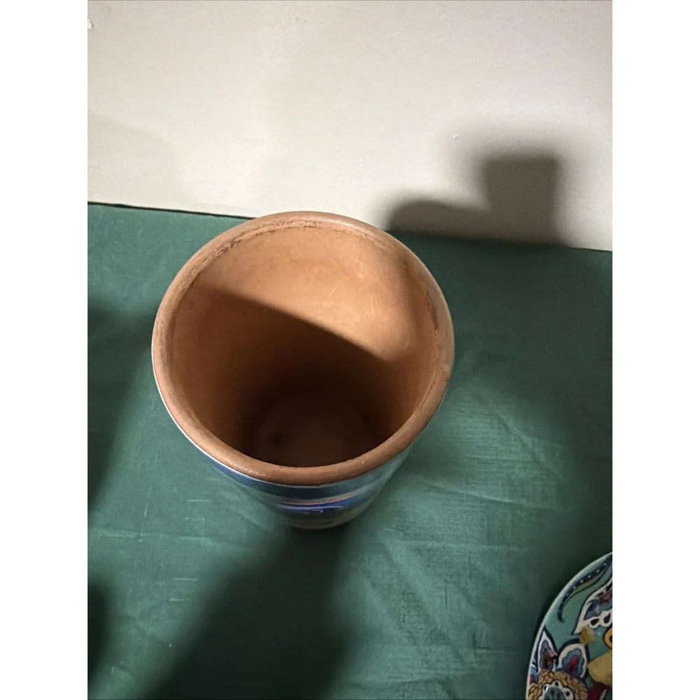 Pier 1 Utensil Holder/Wine‎ Cooler  Italian Swirl Terracotta 8.5